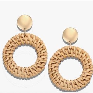 2 Pairs of Statement Hoop Earrings for Women Rattan Earrings